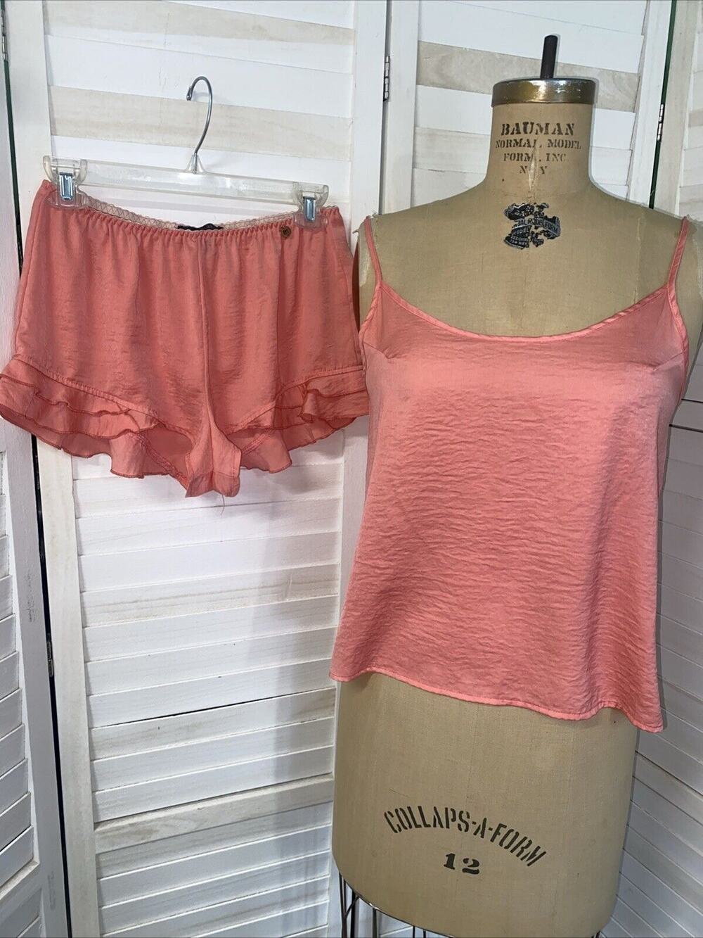 Midnight Bakery Short Pajamas Set Cami Short Set Salmon Peach Small
